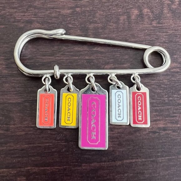 NEW! Rare Coach Kilt PIN W/Charms #8488 (Mini Colorful Coach Charms) - Picture 2 of 4